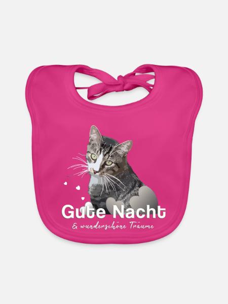 Gute Nacht Shirt Schlafshirt - Baby Bio-Lätzchen - Fuchsia - Vorne