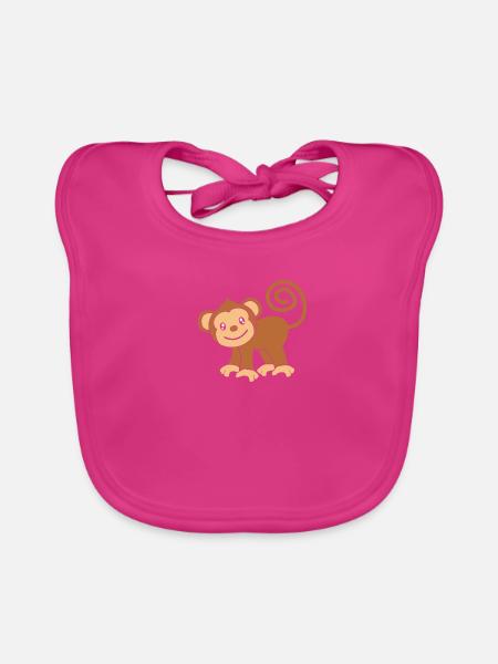 Affe Äffchen - Baby Bio-Lätzchen - Fuchsia