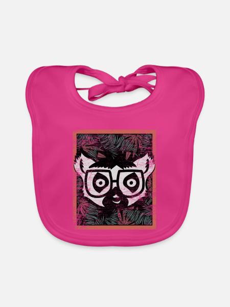Kletterfreudiger Lemur Regenwald - Baby Bio-Lätzchen - Fuchsia - Vorne