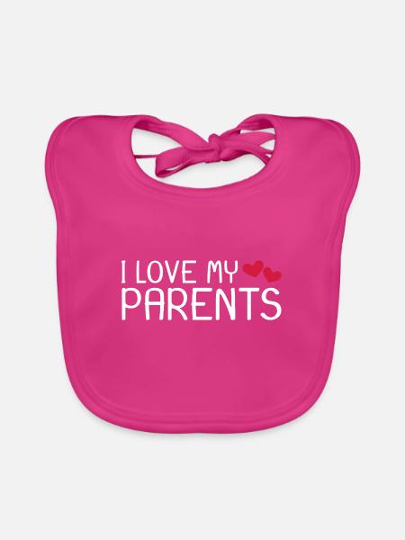 Ich liebe meine Eltern - Baby Bio-Lätzchen - Fuchsia - Vorne