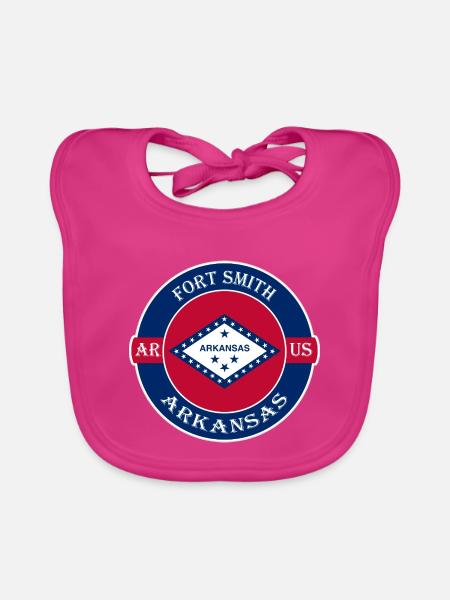 Fort Smith Arkansas Flagge USA Reise Souvenir Abzeichen - Baby Bio-Lätzchen - Fuchsia - Vorne