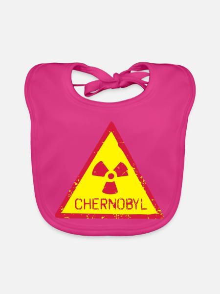 TSCHERNOBYL RADIATION WARNING ICON - Baby Bio-Lätzchen - Fuchsia - Vorne