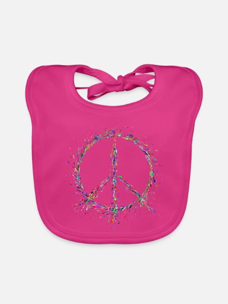 Frieden in den Farbtropfen - Baby Bio-Lätzchen - Fuchsia