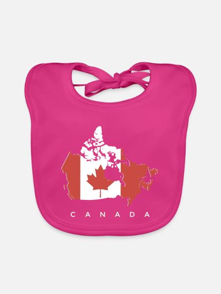 Kanada Silhouette mit Ahornblatt - Baby Bio-Lätzchen - Fuchsia
