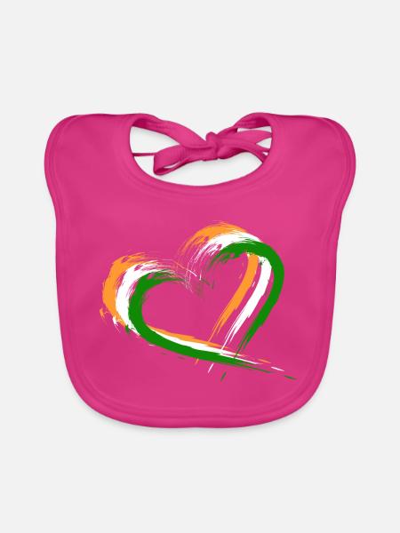 Herz Bürste Flagge Indien Design Neu Vektor Fahne - Baby Bio-Lätzchen - Fuchsia - Vorne