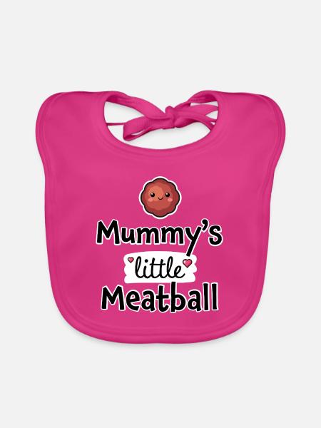 Mamas kleines Fleischbällchen – Baby- und Kinderkleidung - Baby Bio-Lätzchen - Fuchsia - Vorne