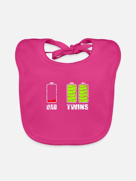 Dad Twins Geschenk - Baby Bio-Lätzchen - Fuchsia