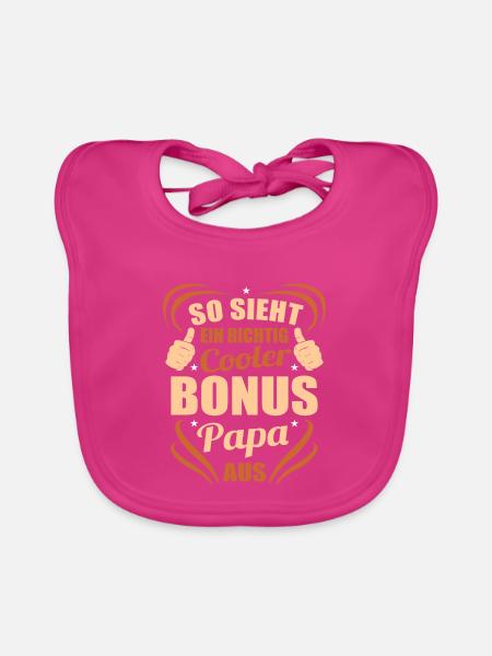 Bonus Papa Stiefvater Stiefpapa - Baby Bio-Lätzchen - Fuchsia