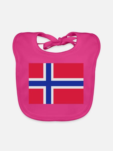 Norwegische Flagge - Baby Bio-Lätzchen - Fuchsia - Vorne