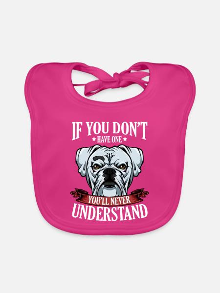 Cool Boxer Statement Spruch Hundehalter Geschenk - Baby Bio-Lätzchen - Fuchsia - Vorne