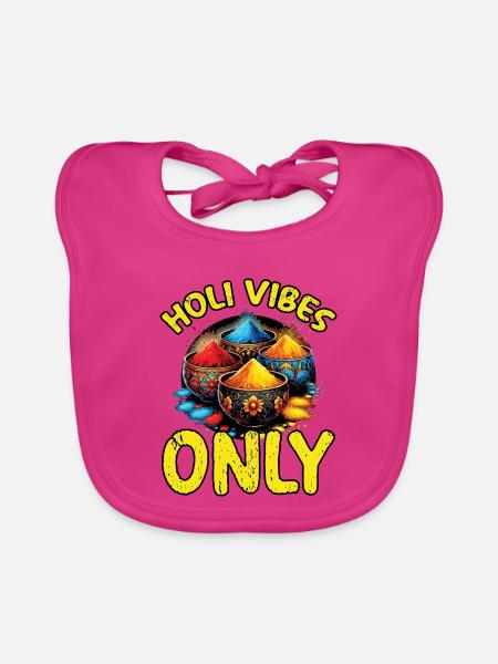Happy Holi Grüße Hinduismus Indisches Fest - Baby Bio-Lätzchen - Fuchsia - Vorne