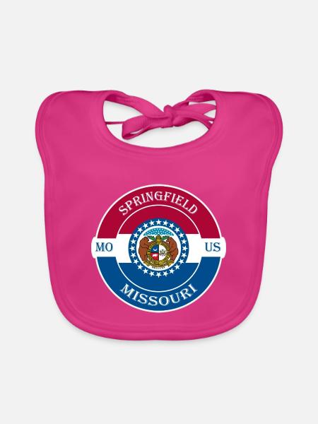 Springfield Missouri Flagge USA Souvenir Abzeichen - Baby Bio-Lätzchen - Fuchsia - Vorne