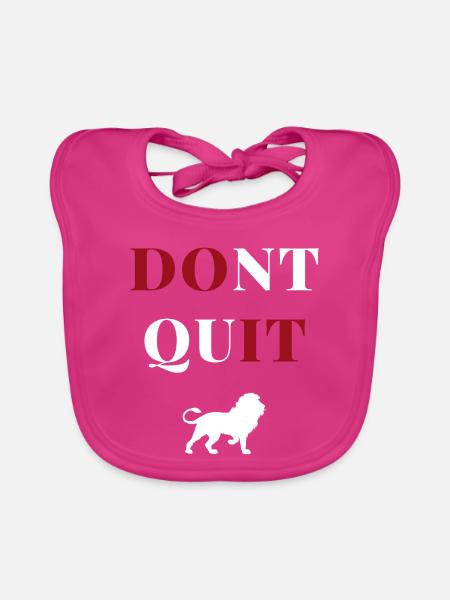 don't quit lion heart - Organic Baby Bibs - fuchsia - Front