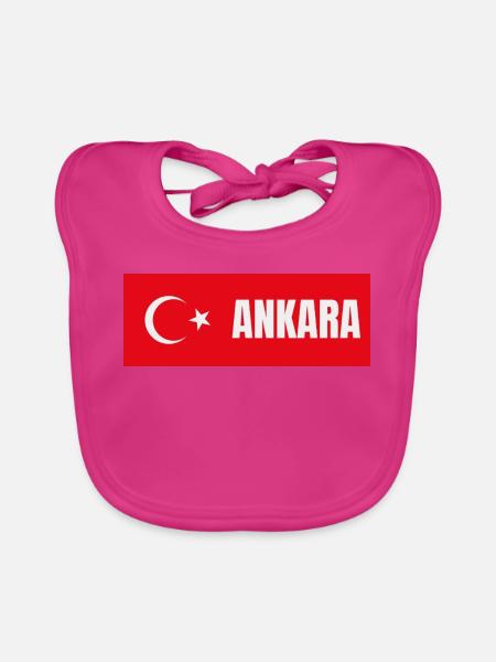 Ville d’Ankara en drapeau turc - Bavoir bio Bébé - fuchsia - Devant