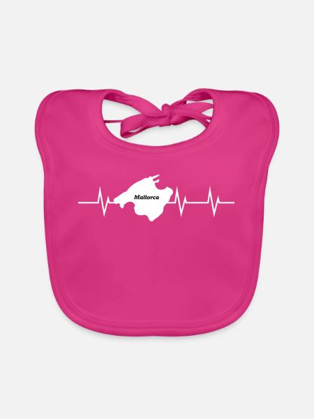 Heartbeat of Mallorca - We love the island - Baby Bio-Lätzchen - Fuchsia - Vorne