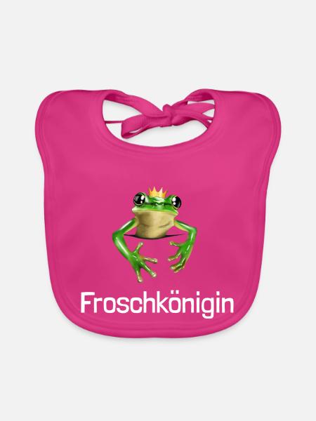 Froschkönigin - Süßer Frosch mit Krone - Baby Bio-Lätzchen - Fuchsia