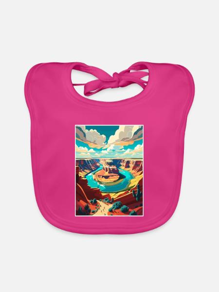 Horseshoe Bend National Park Vintage Reiseposter - Baby Bio-Lätzchen - Fuchsia - Vorne