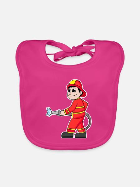 Sapeur pompier - Bavoir bio Bébé - fuchsia - Devant