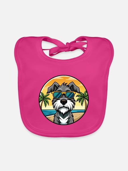 Deutscher Wachtelhund Hunderasse Cartoon Sonnenbrille - Baby Bio-Lätzchen - Fuchsia - Vorne