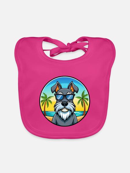 Standard Schnauzer Hunderasse Cartoon Sonnenbrille - Baby Bio-Lätzchen - Fuchsia - Vorne