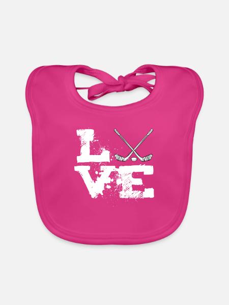 Eishockey - Baby Bio-Lätzchen - Fuchsia - Vorne
