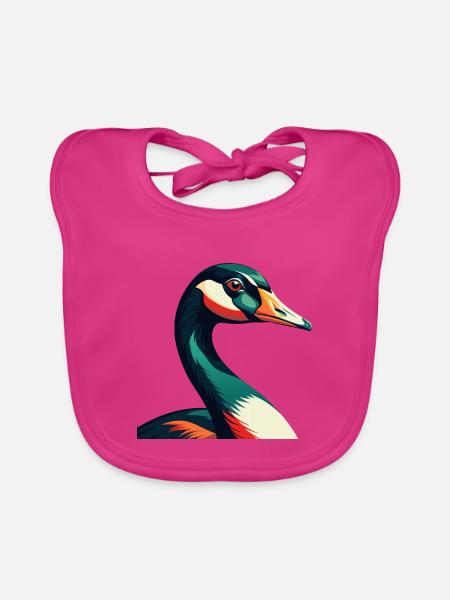 Gans Cartoon Figur Buntes Haustier Tier - Baby Bio-Lätzchen - Fuchsia - Vorne