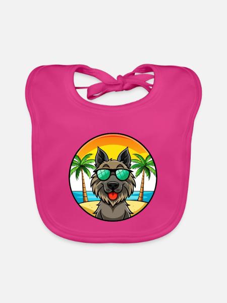 Lunettes de soleil belges Groenendael Dog Breed Cartoon - Bavoir bio Bébé - fuchsia - Devant