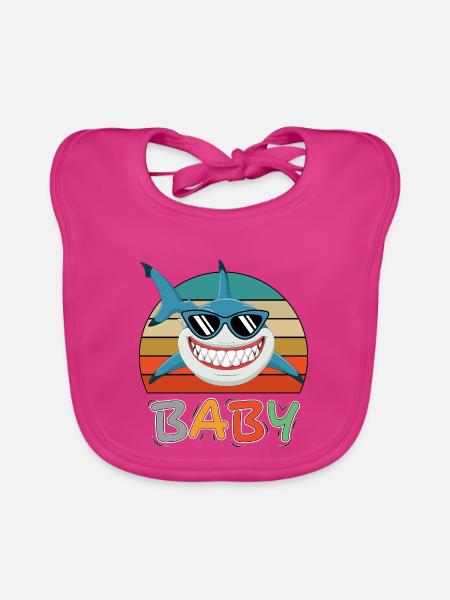 Baby Hai Fisch Tiere Lustig Sonnenbrille - Baby Bio-Lätzchen - Fuchsia - Vorne