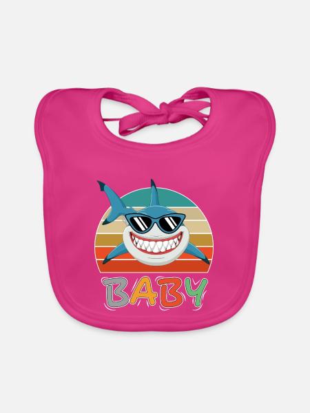 Baby Hai Fisch Tiere Lustig Sonnenbrille - Baby Bio-Lätzchen - Fuchsia - Vorne