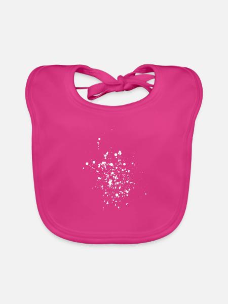 Weißer Farbspritzer Splatter - Baby Bio-Lätzchen - Fuchsia - Vorne