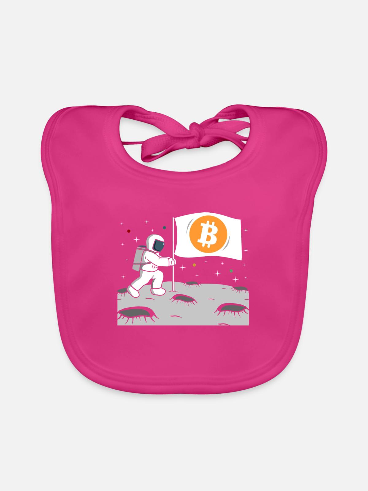 Astronaut Bitcoin Mond BTC - Baby Bio-Lätzchen - Fuchsia - Vorne