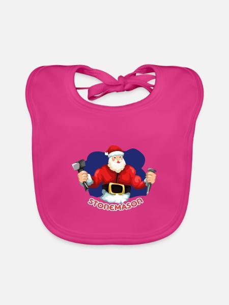 Kräftiger Steinmetz Weihnachtsbaustelle - Baby Bio-Lätzchen - Fuchsia