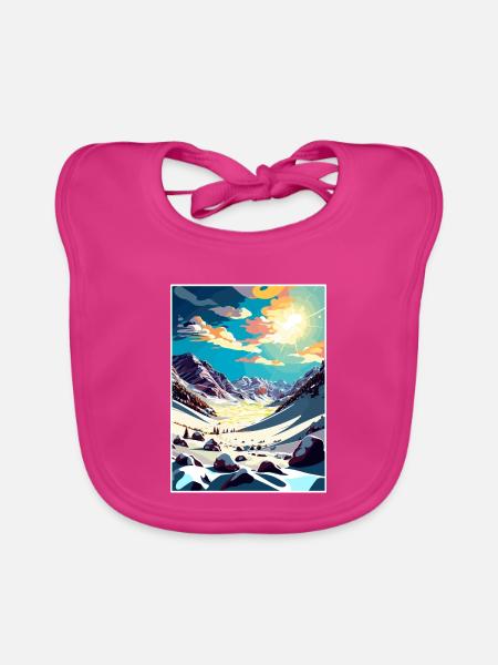 Obertauern Austria Vintage Reiseposter Souvenir - Baby Bio-Lätzchen - Fuchsia