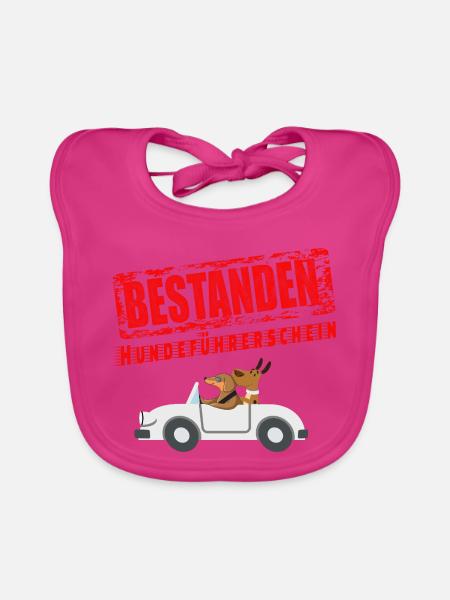 Hundeführerschein bestanden - Baby Bio-Lätzchen - Fuchsia - Vorne