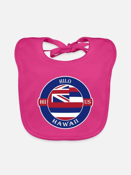 Hilo Hawaii Flagge USA Reise Souvenir Abzeichen - Baby Bio-Lätzchen - Fuchsia
