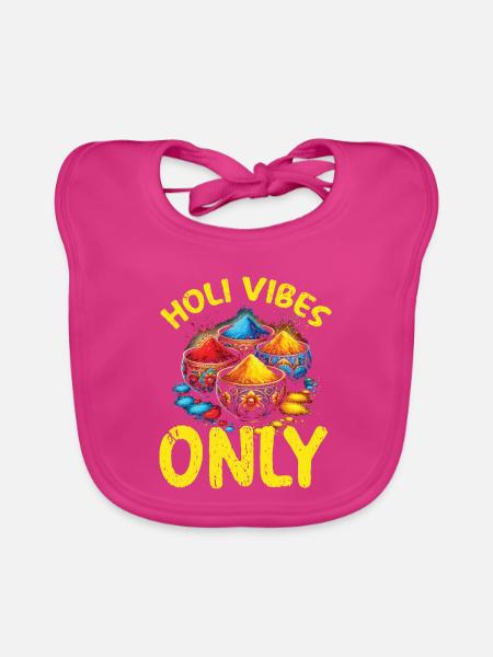 Happy Holi Grüße Hinduismus Indisches Fest - Baby Bio-Lätzchen - Fuchsia - Vorne