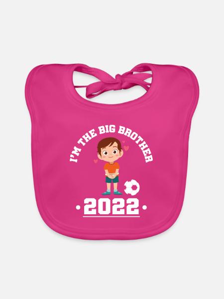 Werde Großer Bruder 2022 - Baby Bio-Lätzchen - Fuchsia