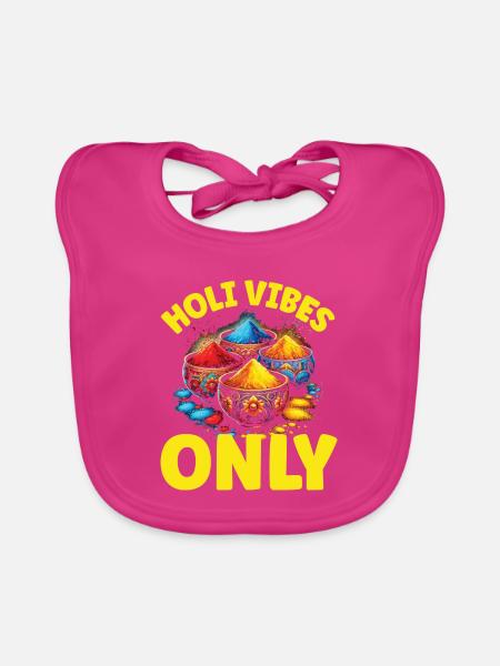 Happy Holi Grüße Hinduismus Indisches Fest - Baby Bio-Lätzchen - Fuchsia - Vorne