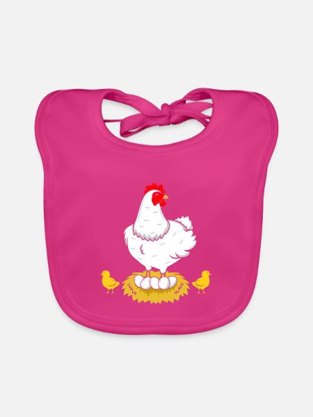 Huhn Henne Hahn Eier - Baby Bio-Lätzchen - Fuchsia