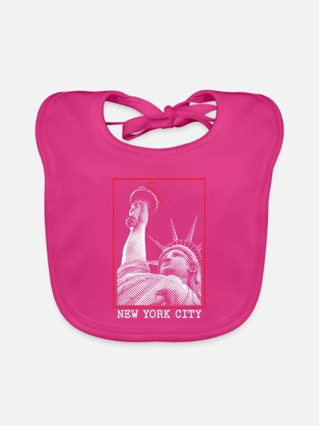 New York City NYC Freiheitsstatue - Baby Bio-Lätzchen - Fuchsia - Vorne