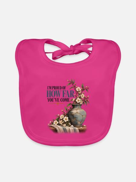 Ich bin stolz darauf, wie weit du gekommen bist – Kintsugi-Kunst - Baby Bio-Lätzchen - Fuchsia - Vorne