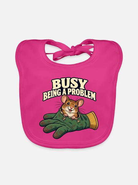 Problemmaus - Baby Bio-Lätzchen - Fuchsia
