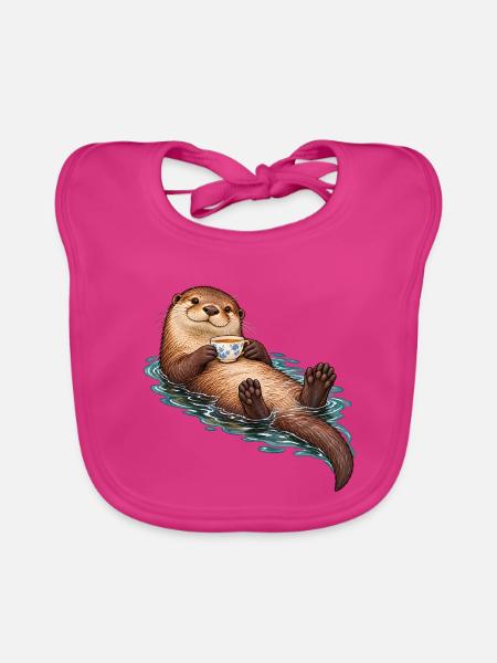 Teepausenotter - Baby Bio-Lätzchen - Fuchsia