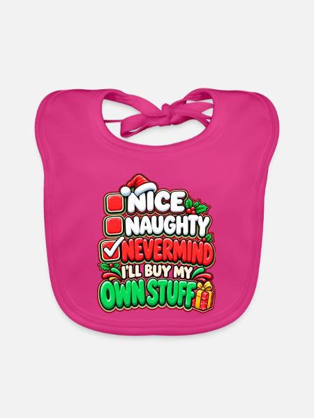 Eigene Sachen Weihnachtsspruch - Baby Bio-Lätzchen - Fuchsia - Vorne
