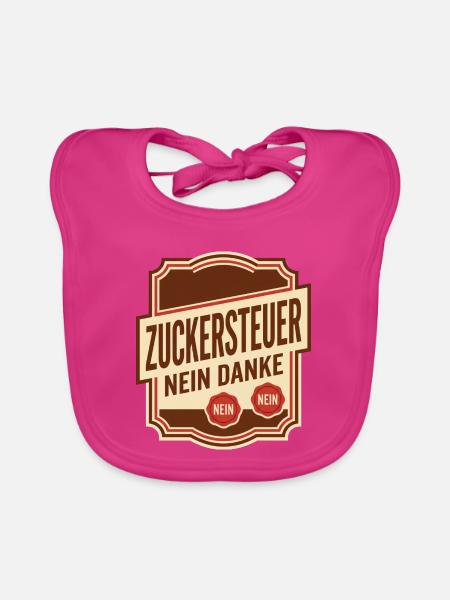 Zuckersteuer nein danke Satire - Baby Bio-Lätzchen - Fuchsia - Vorne