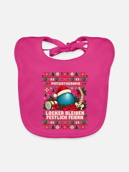 Physiotherapie - Locker bleiben, festlich feiern - Baby Bio-Lätzchen - Fuchsia - Vorne