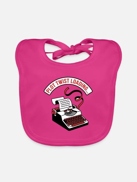 Plot Twist Laden – Bücherliebhaber-Leser-Abzeichen - Baby Bio-Lätzchen - Fuchsia - Vorne