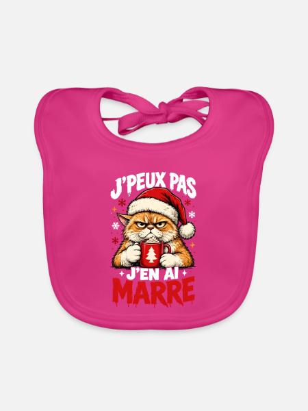 Weihnachtsblas-Katze trinkt ihren Becher - Baby Bio-Lätzchen - Fuchsia