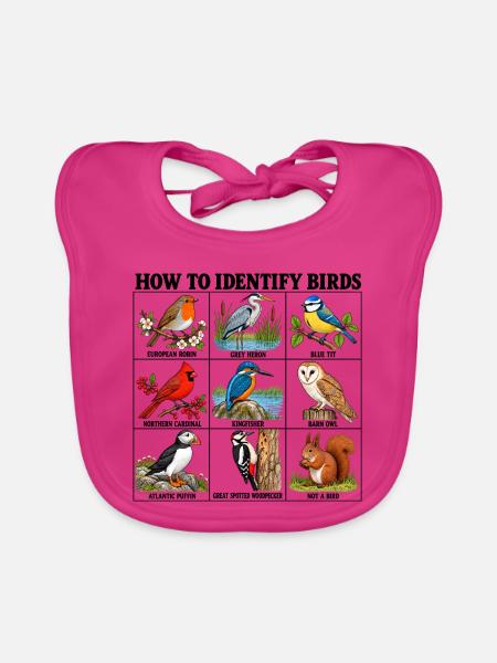 How to Identify Birds Funny Birding Birder Fitted  - Baby Bio-Lätzchen - Fuchsia - Vorne
