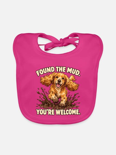 Cocker Spaniel fand den Schlamm - Baby Bio-Lätzchen - Fuchsia